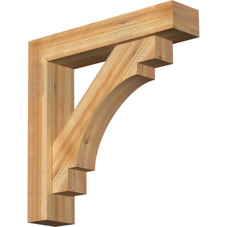 Merced Block Rough Sawn Bracket W/ Offset Brace, Western Red Cedar, 6W X 28D X 28H